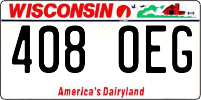 WI license plate 408OEG