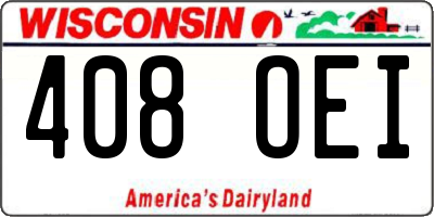 WI license plate 408OEI