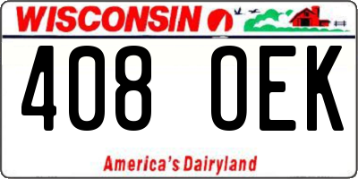 WI license plate 408OEK