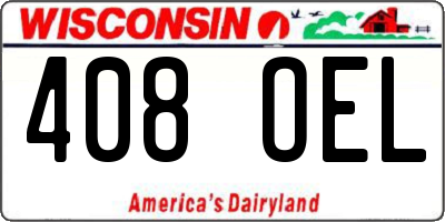 WI license plate 408OEL