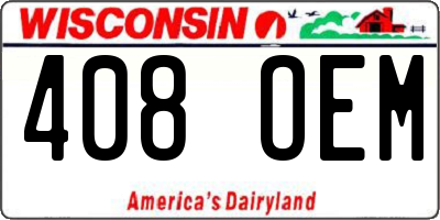 WI license plate 408OEM