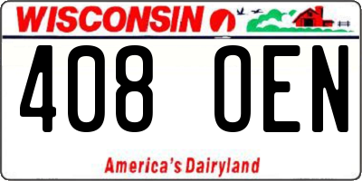 WI license plate 408OEN