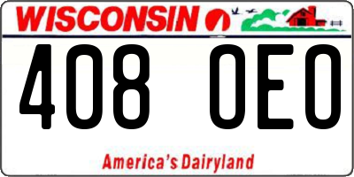 WI license plate 408OEO