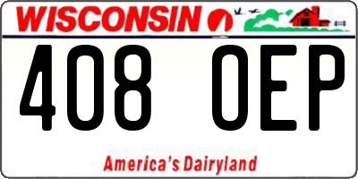 WI license plate 408OEP