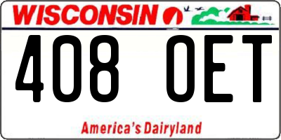 WI license plate 408OET