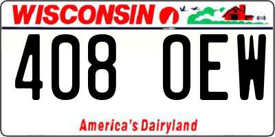 WI license plate 408OEW