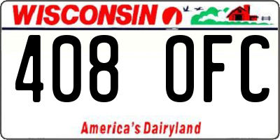 WI license plate 408OFC
