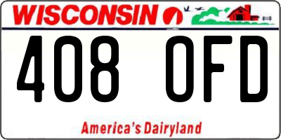 WI license plate 408OFD