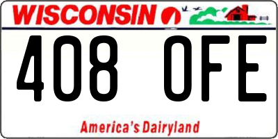 WI license plate 408OFE