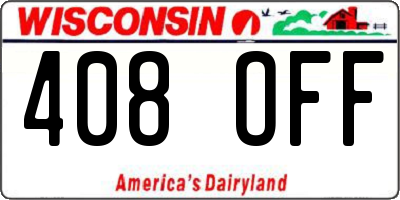 WI license plate 408OFF