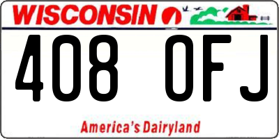 WI license plate 408OFJ
