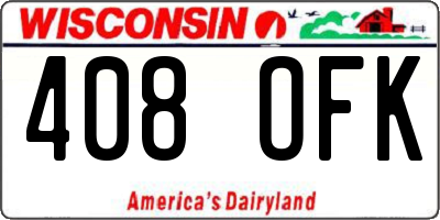 WI license plate 408OFK