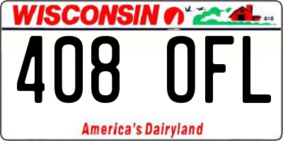 WI license plate 408OFL