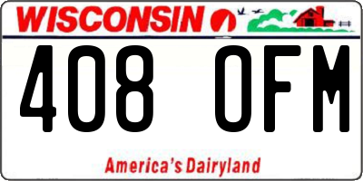 WI license plate 408OFM