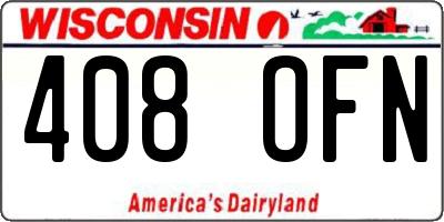 WI license plate 408OFN