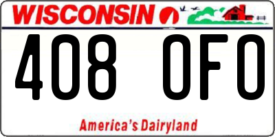 WI license plate 408OFO