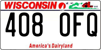 WI license plate 408OFQ