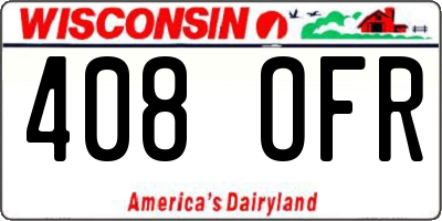 WI license plate 408OFR