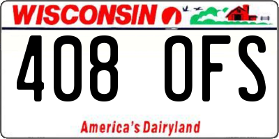 WI license plate 408OFS