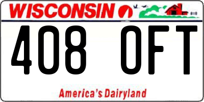 WI license plate 408OFT