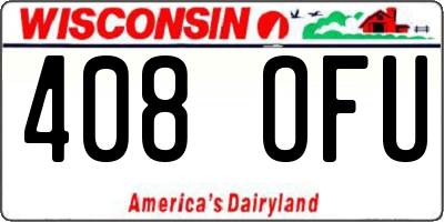 WI license plate 408OFU