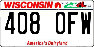 WI license plate 408OFW