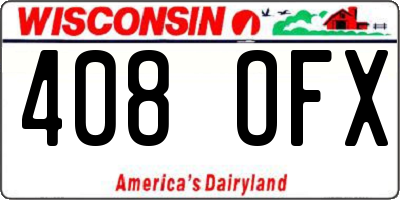 WI license plate 408OFX