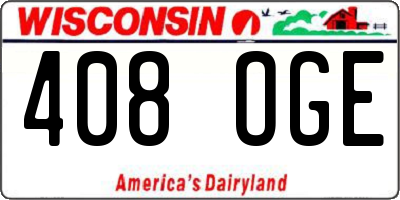 WI license plate 408OGE