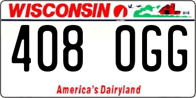 WI license plate 408OGG