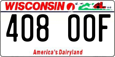 WI license plate 408OOF