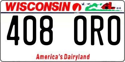 WI license plate 408ORO