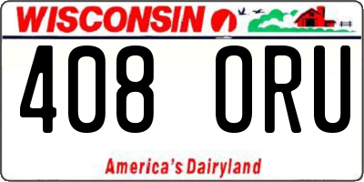 WI license plate 408ORU