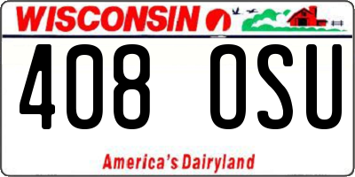 WI license plate 408OSU