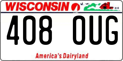 WI license plate 408OUG