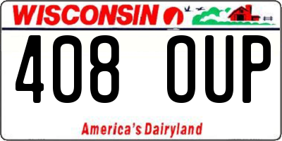 WI license plate 408OUP