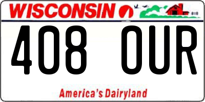 WI license plate 408OUR