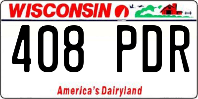 WI license plate 408PDR