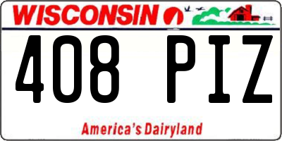 WI license plate 408PIZ