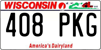 WI license plate 408PKG