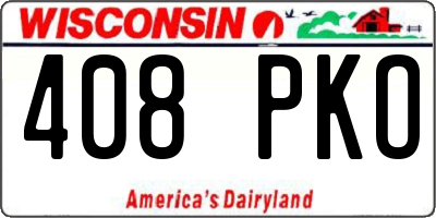 WI license plate 408PKO