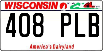 WI license plate 408PLB