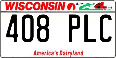 WI license plate 408PLC