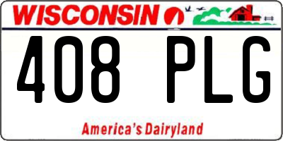 WI license plate 408PLG