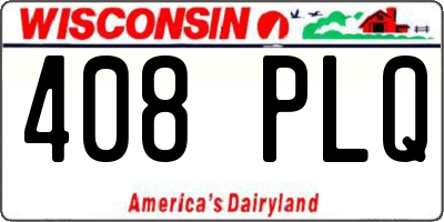 WI license plate 408PLQ
