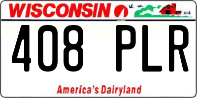 WI license plate 408PLR