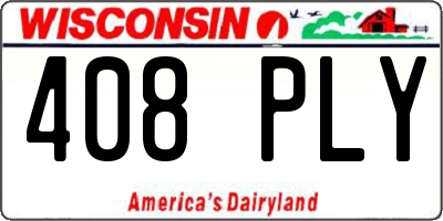 WI license plate 408PLY