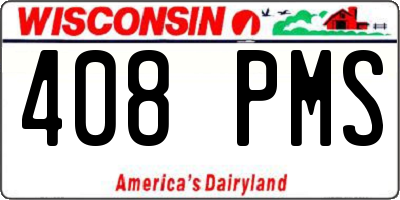 WI license plate 408PMS