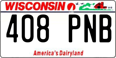 WI license plate 408PNB