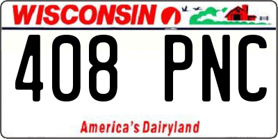 WI license plate 408PNC