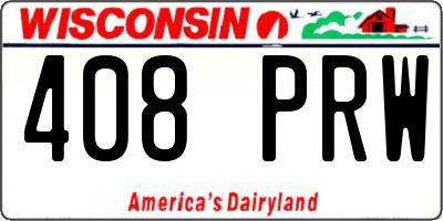WI license plate 408PRW